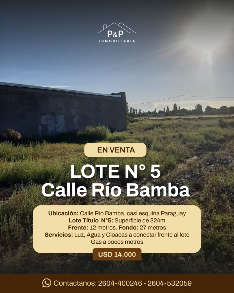 Lote en venta o Permuta 